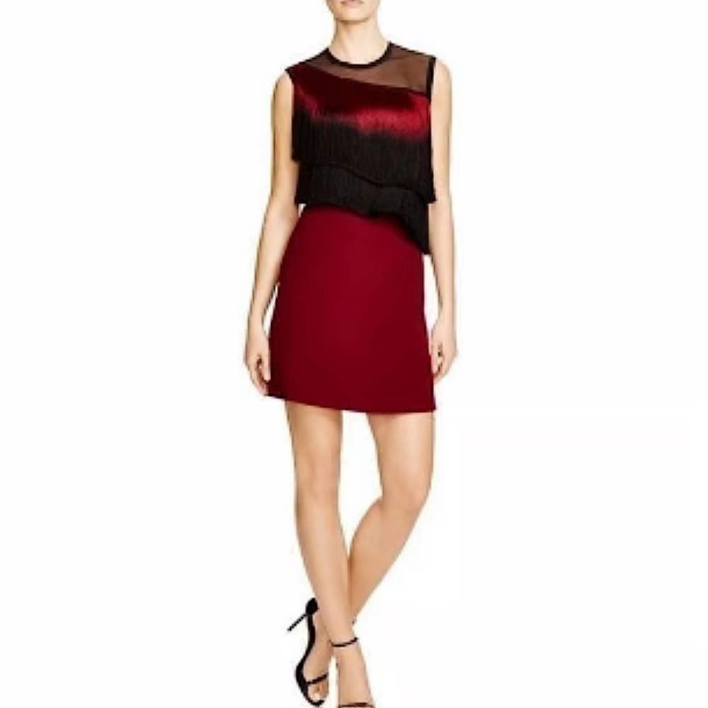 SANDRO Exclusive Burgundy Ringo Fringe Rock n’ Roll Party Dress women’s boho M